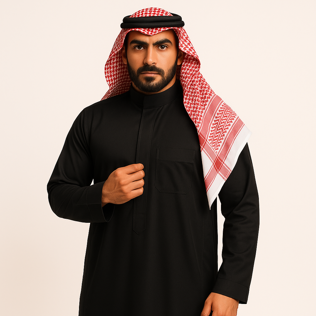 Al Raqi Signature Thobe – Midnight Black