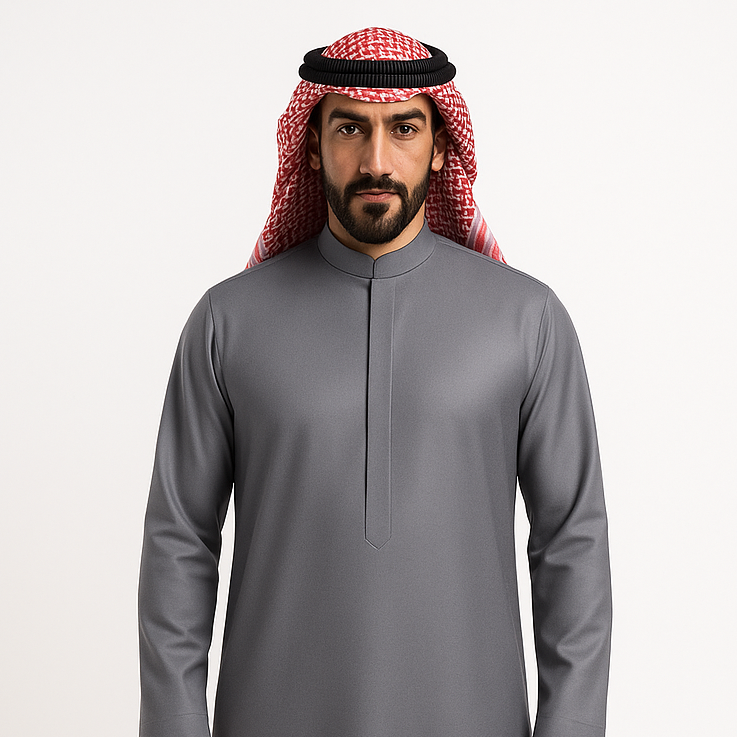 Al Raqi Signature Thobe – Stone Grey