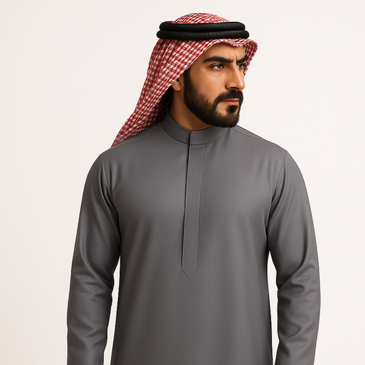 Al Raqi Signature Thobe – Stone Grey