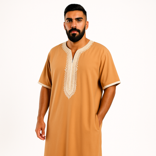 Moroccan Prestige Jillabah - Sunset Brown
