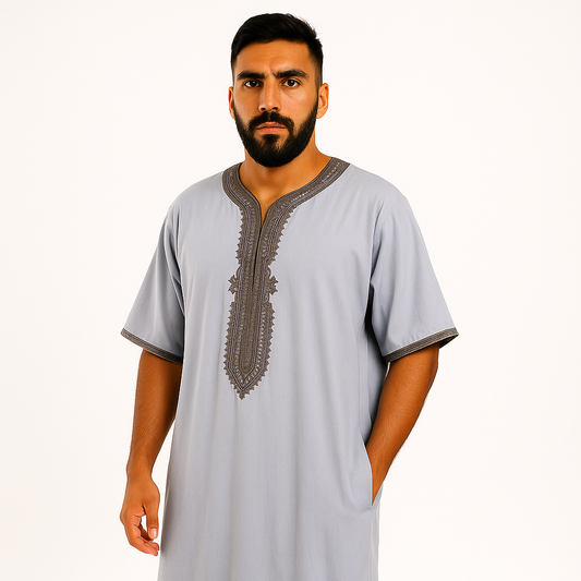 Moroccan Prestige Jillabah - Icy Grey