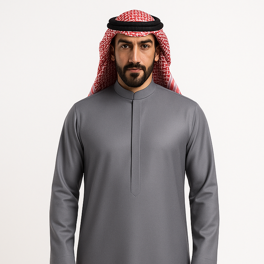 Al Raqi Signature Thobe – Stone Grey